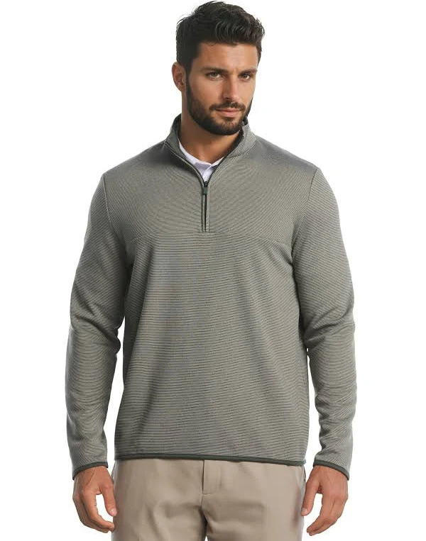 Pga Tour Men's Heather Fleece Quarter Zip Golf Pullover Top